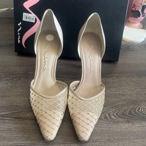 Nina Women's Elegant Gold Mesh Heels